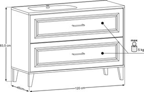 Koupelnová skříňka Dorothy Go2 se zápustným umyvadlem 120 cm dub ristretto