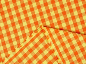 Biante Bavlnený behúň na stôl Olivia OL-006 Oranžovo-žltá kocka malá 35x160 cm