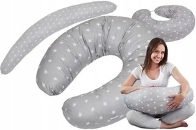 Dojčiaci vankúš BABYMAM PREMIUM - Biele hviezdičky so šedou