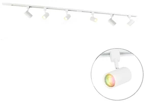 Inteligentný koľajnicový systém osvetlenia so 6 bodovými svetlami, biely, 1-fázový, 200 cm - Iconic Jeana