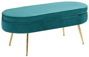 Luxusný taburet, smaragdová Velvet látka/chróm zlatý, Art-deco, NOBLIN TYP 2