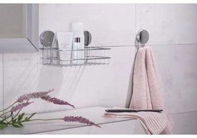 Nástenná polica do kúpeľne v striebornej farbe Wenko Static-Loc® Osimo, šírka 24 cm