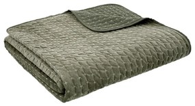 Zelený zamatový prešívaný pléd 240x260 cm Attica Velvet Embroidered – Bianca