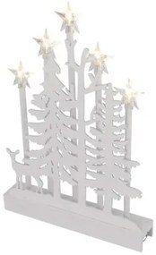 Drevená LED dekorácia Fores s časovačom 35,5 cm teplá biela