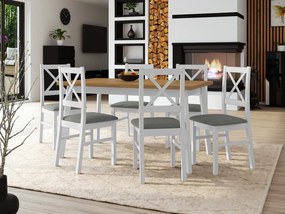 Stôl so 6 stoličkami - AL43, Morenie: dub grandson - L, Poťahové látky: Hygge D91, Farby nožičiek: čierna