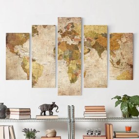 Manufakturer -  Päťdielny obraz Mapa sveta