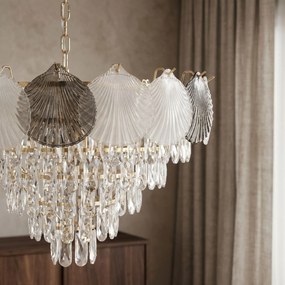 Toolight Toolight, krištáľová závesná lampa Ø60 cm, 9xE14, SWE084-CP, zlatá lesklá, OSW-30213