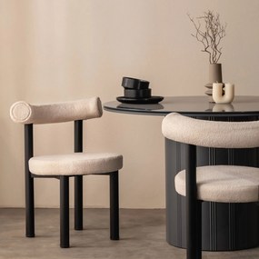 Jídelní židle PEDRO bouclé světle béžová/černá