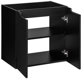 Závěsná skříňka Nova Black II s deskou 60 cm černá/dub evoke