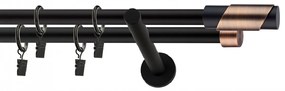 Dekorstudio Garniža dvojradová PARIS medená MIX čierna-matná 19mm Dĺžka: 200cm, Typ príslušenstva: Krúžky tiché so štipcami
