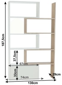 Regál Unwest (biela + dub sonoma). Vlastná spoľahlivá doprava až k Vám domov. 794664