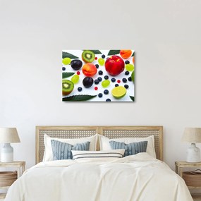 Sklenený obraz ovocia s kvapkami vody (70x50 cm)