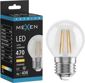 Mexen Vintis, LED filamentová žiarovka E27, G45, 4 W, teplá biela 2700K, číra, L156-E27-0427-00