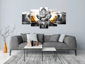 Artgeist Obraz - Buddha Style (5 Parts) Silver Wide Veľkosť: 225x112.5, Verzia: Premium Print