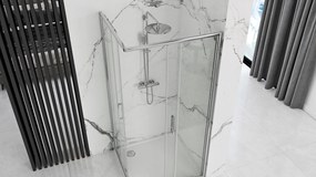 Rea Punto, sprchovací kút 90x90x190 cm, 5mm číre sklo, chrómový profil + čierna sprchová vanička Savoy, KPL-K1008