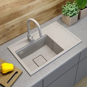 Gamma Quadro 8151, 1-komorový granitový drez 800x500x220 mm, béžová, GMA-ZLE000189