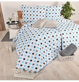 Obliečky bavlnené Hviezdičky modré EMI, Štandardný set jednolôžko obsahuje 1x 140x200 + 1x 70x90