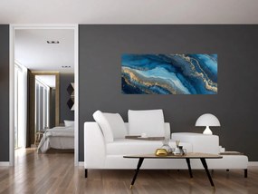 Obraz - Modrá mramorová abstrakcia (120x50 cm)