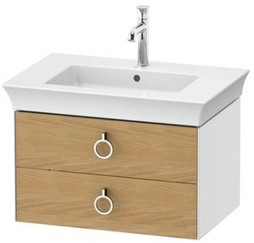 DURAVIT White Tulip závesná skrinka pod umývadlo, 2 zásuvky, 684 x 458 x 410 mm, dub prírodný masív/biela vysoký lesk, WT43510H585