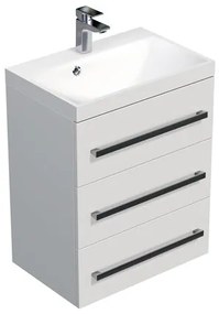 Kúpeľňová skrinka s umývadlom SAT Cube Way 60x76,5x40 cm biela lesk CUBE2603BL, 1 ks