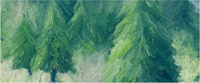 Obraz - Maľované ihličnany (120x50 cm)