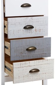 Vysoká bielo-sivá komoda so 4 zásuvkami Marckeric Romantica, 46 × 80 cm