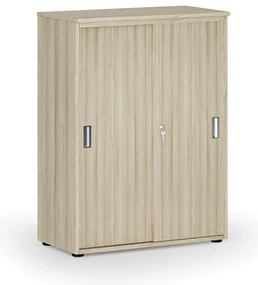 Kancelárska skriňa so zasúvacími dverami PRIMO WOOD, 800 x 420 x 1087 mm, dub prírodný