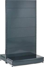 Predajný regál obojstranný, perfo steny, 1900 x 1000 x 900 mm, základný, antracit