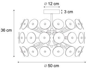 Art Deco stropné svietidlo čierne s dymovým sklom - Atomic