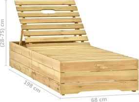 Ležadlo so sivohnedým vankúšom impregnované borovicové drevo