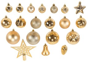 Tutumi, vianočné ozdoby na stromček 45ks SYSD1688-199, zlatá, CHR-08418