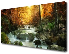 Obraz Canvas Vodopád príroda les jeseň 140x70 cm