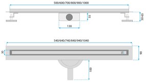 Rea Neox Slim Pro, odtokový sprchový žľab 50 cm, brúsená oceľ, REA-G5800