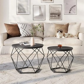 Okrúhle konferenčné stolíky, sada 2 bočných stolíkov, čierne