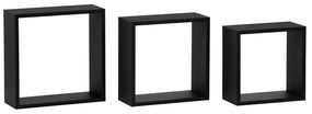 Súprava nástenných poličiek P-008, matná čierna, 3 ks