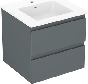 Mexen Orio, kúpeľňová skrinka 50 cm s umývadlom Otis, 2 zásuvky, grafitová matná/biela matná, 91A10-05047-2-BFF66-W18M01