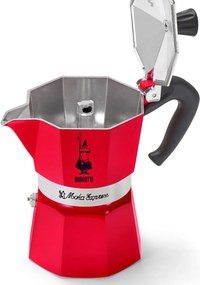 Kávovar na moka kávu Bialetti Moka Express, 130 ml, červený