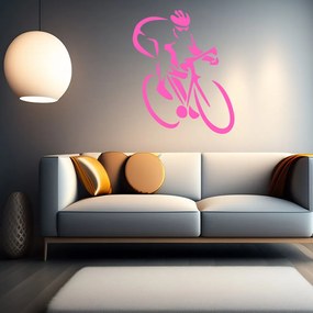 Veselá Stena Samolepka Cyklista Farba: růžová, Veľkosť: 100 x 120 cm