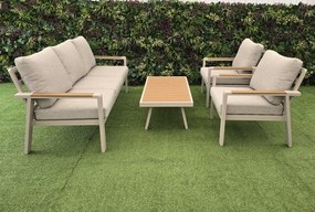 Hliníková sedacia súprava EMOT 3 WPC krémová