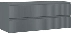 Mexen Rivel, kúpeľňová skrinka 120 cm, 2 zásuvky, drážkovaná, grafitová matná, 91A20-12047-2-BFF66