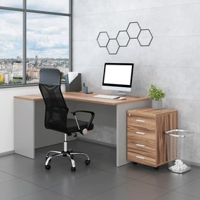 Zostava kancelárskeho nábytku SimpleOffice 2, 140 cm, ľavá, orech vlašský / sivá
