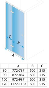 Rea Atlas, sprchové dvere 100x200cm, pravý variant, 6mm číre sklo, chrómový profil, KPL-K4665