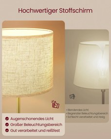 Moderná lampa na čítanie VASAGLE s nožným spínačom a LED žiarovkou, zlato-čierna
