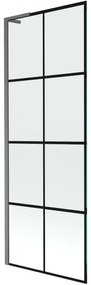 Mexen Next L, 1-krídlová vaňová zástena 70 x 150 cm, 6mm číre sklo-čierny vzor, grafitový profil, 895-070-000-03-77-66