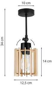 Bodové svietidlo Timber 7, 1x drevené tienidlo