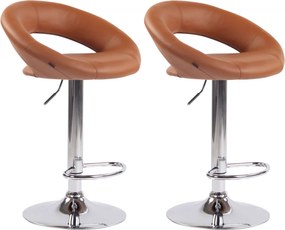 2x Barová stoličkaOlinda - koženka, chróm rám - svetlohnedá