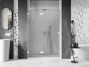 Mexen Lunar L, ľavé otočné sprchové dvere 135 cm, 8mm číre sklo, biely profil, 834L-135-000-20-00-L