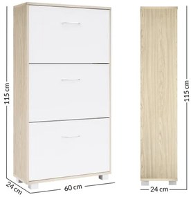 InternetovaZahrada Skrinka na topánky 115x60x24 cm - dub/biela