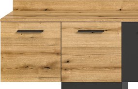 Obývacia stena s osvetlením Goul, tmavo šedá/dub evoke