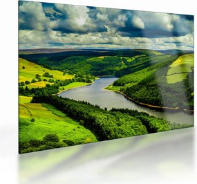 Sklenený obraz - Zelená krajina (70x50 cm)